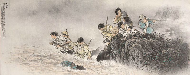 八女投江 王盛烈 中国画  1996年 154x392cm 中国美术馆藏 2021年王铁牛、王真真、王平平捐赠(1)_副本.jpg